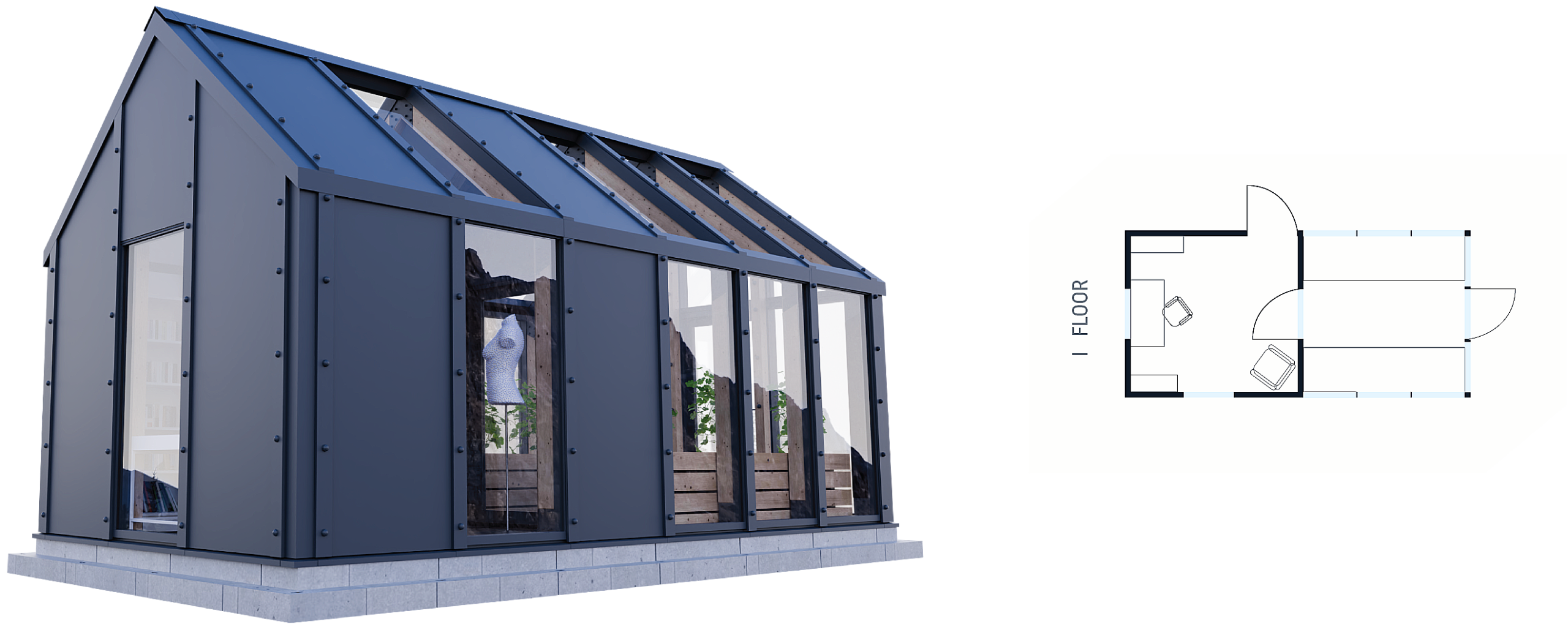 CH 6x3 Studio with Greenhouse